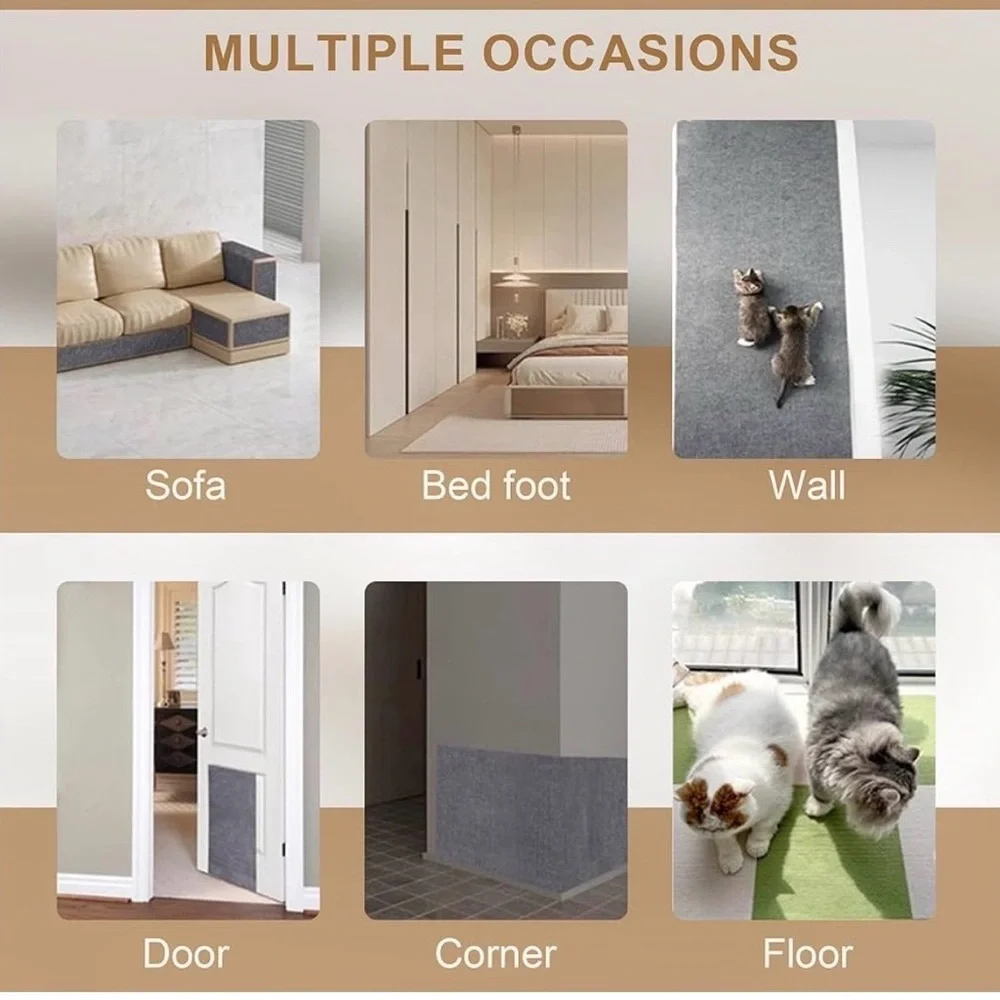 Self-Adhesive Cat Scratcher Mat in Beige